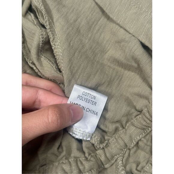 princess polly jamison reid crop top khaki green tie front plunge neck ruffle 8 - Picture 7 of 10